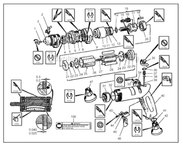 Page A Diagram and Parts List for CP1664 6151941664 Chicago Pneumatic Drill